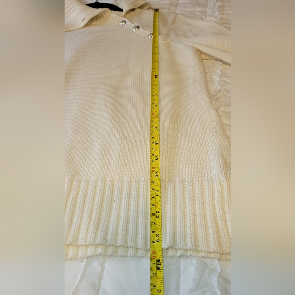 Ralph Lauren Cream Color Silver Button Mock Turtleneck Sweater Size Medium - Picture 5 of 10